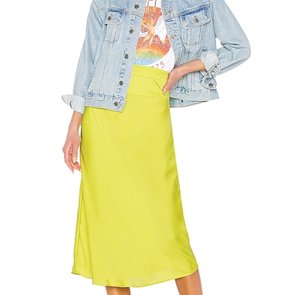 Free People Normani Bias Skirt in Jackfruit Green